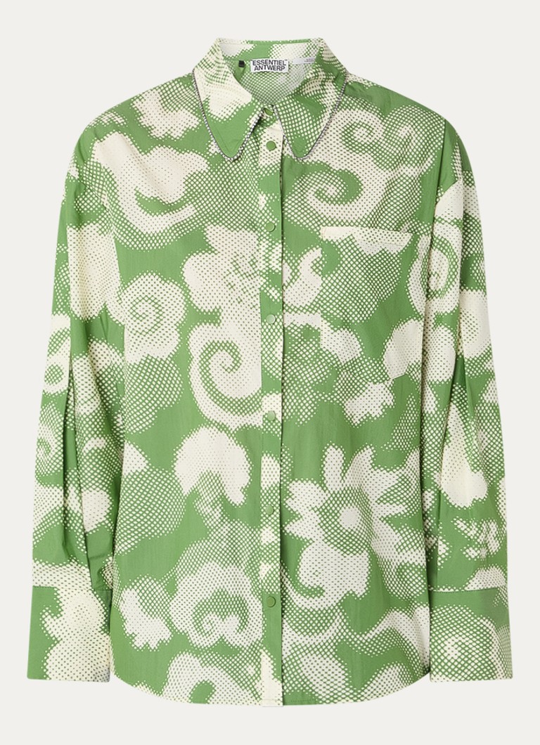 Essentiel Antwerp Dames Blouse met print en borstzak in de kleur Groen