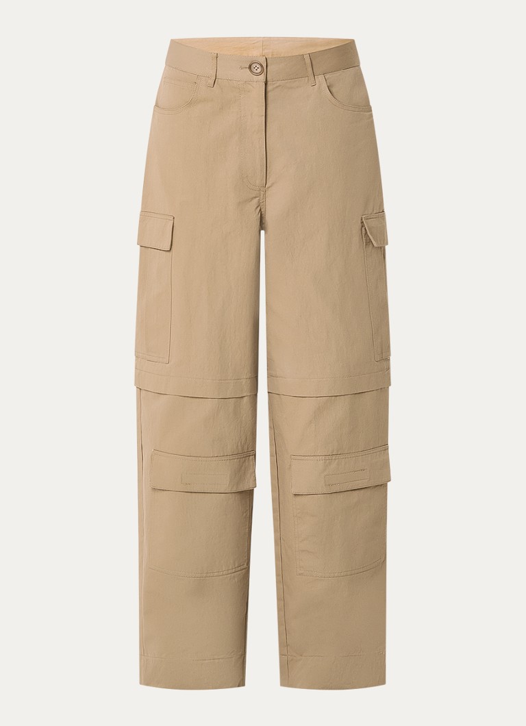 Essentiel Antwerp Dames High waist loose fit cargobroek met steekzakken in de kleur Cognac