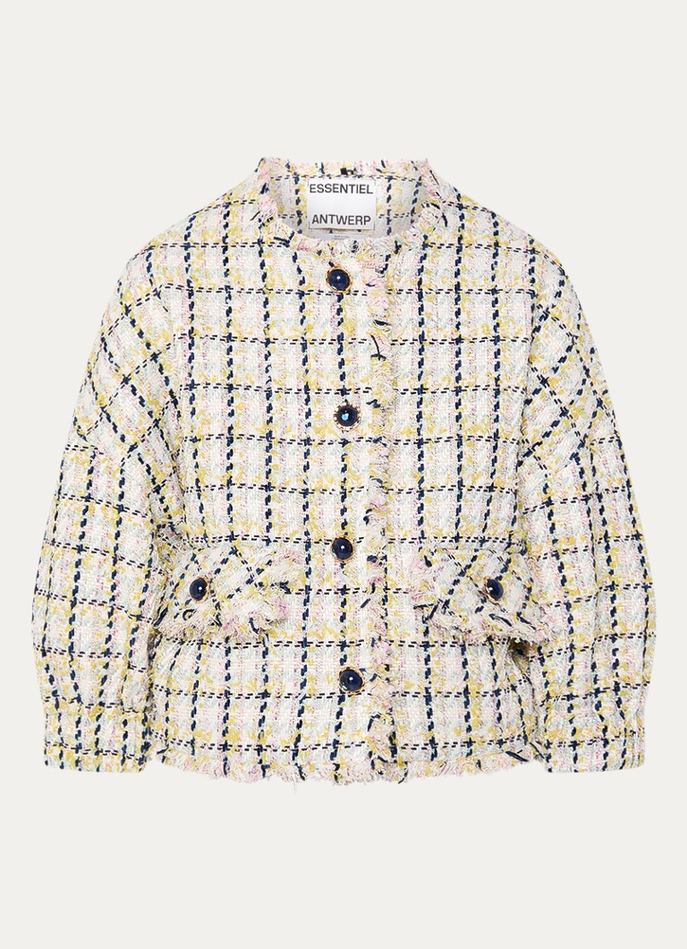 Essentiel Antwerp Dames Jayden oversized jack van bouclé met klepzakken in de kleur Wit