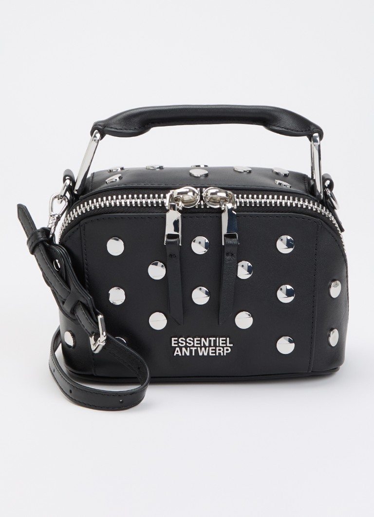 Essentiel Antwerp Dames Jeri Mini handtas van leer met studs en afneembare schouderriem in de kleur Zwart
