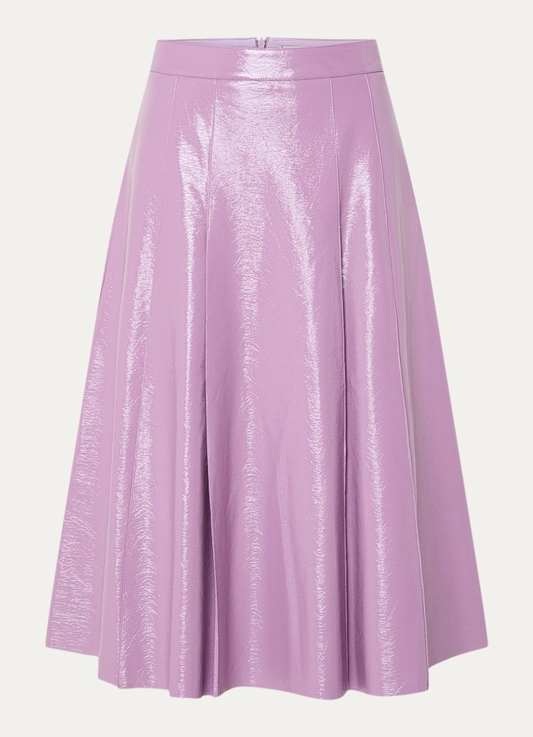 Essentiel Antwerp Dames Midi rok van imitatieleer in de kleur Paars