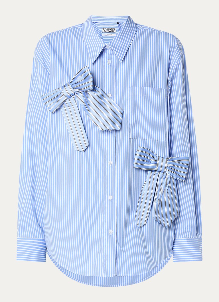 Essentiel Antwerp Dames Blouse met strikdetail en borstzak in de kleur Blauw