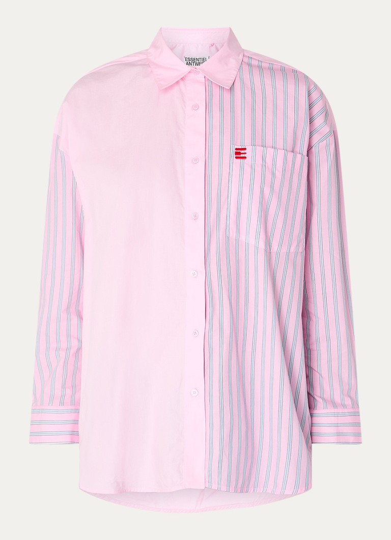 Essentiel Antwerp Dames Blouse met streepprint en bostzak in de kleur Roze