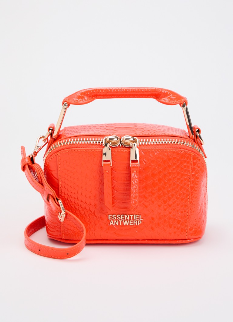 Essentiel Antwerp Dames Jussi Mini handtas van leer met studs en afneembare schouderriem in de kleur Oranje