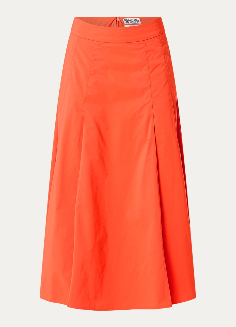 Essentiel Antwerp Dames Jaelyn midi A-lijn rok in de kleur Oranjerood