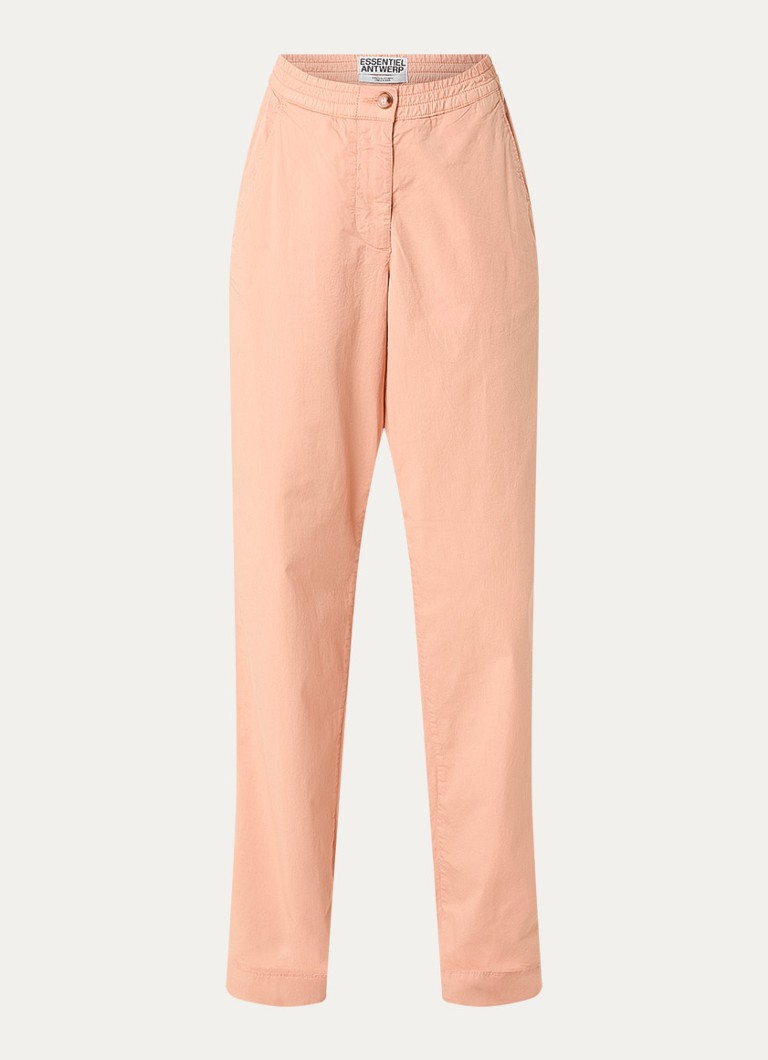 Essentiel Antwerp Dames Jarne high waist straight fit chino met steekzakken in de kleur Zalmroze