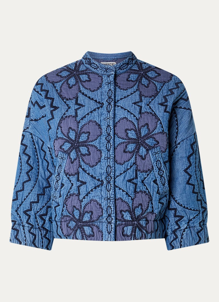 Essentiel Antwerp Dames Jack met quilt patroon en steekzakken in de kleur Blauw