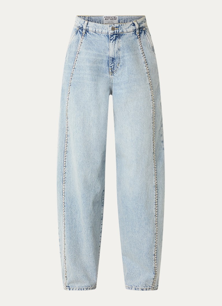 Essentiel Antwerp Dames High waist wide fit jeans met lichte wassing in de kleur Indigo