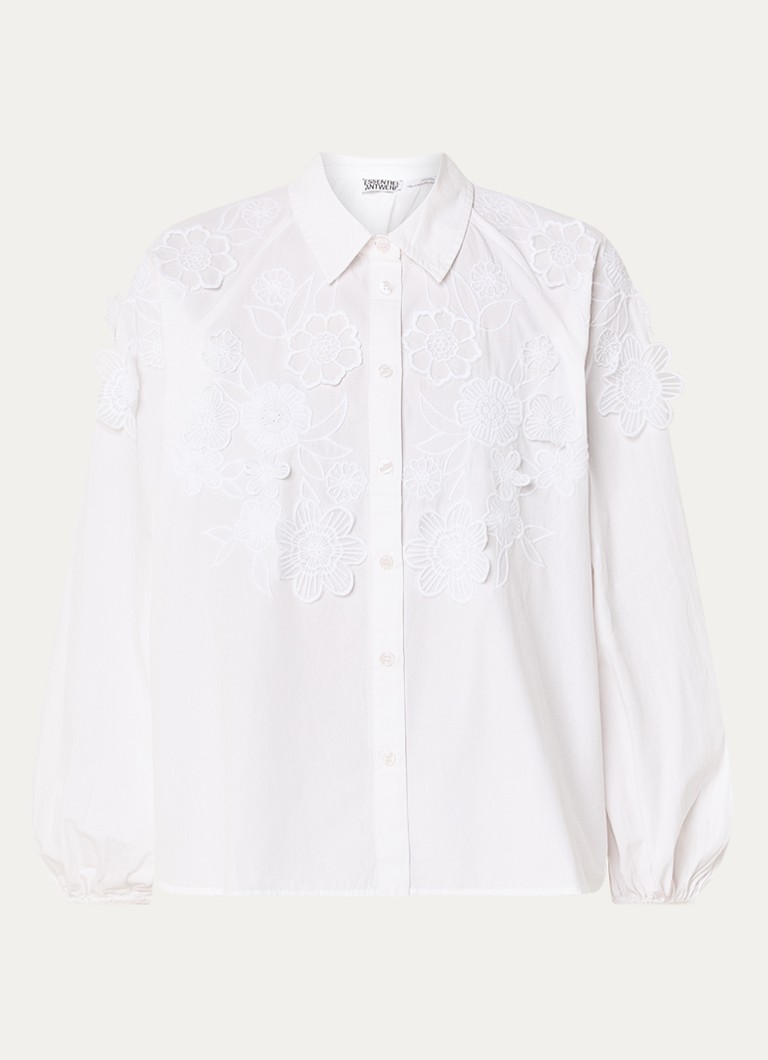 Essentiel Antwerp Dames Blouse met bloemborduring en vlindermouwen in de kleur Wit