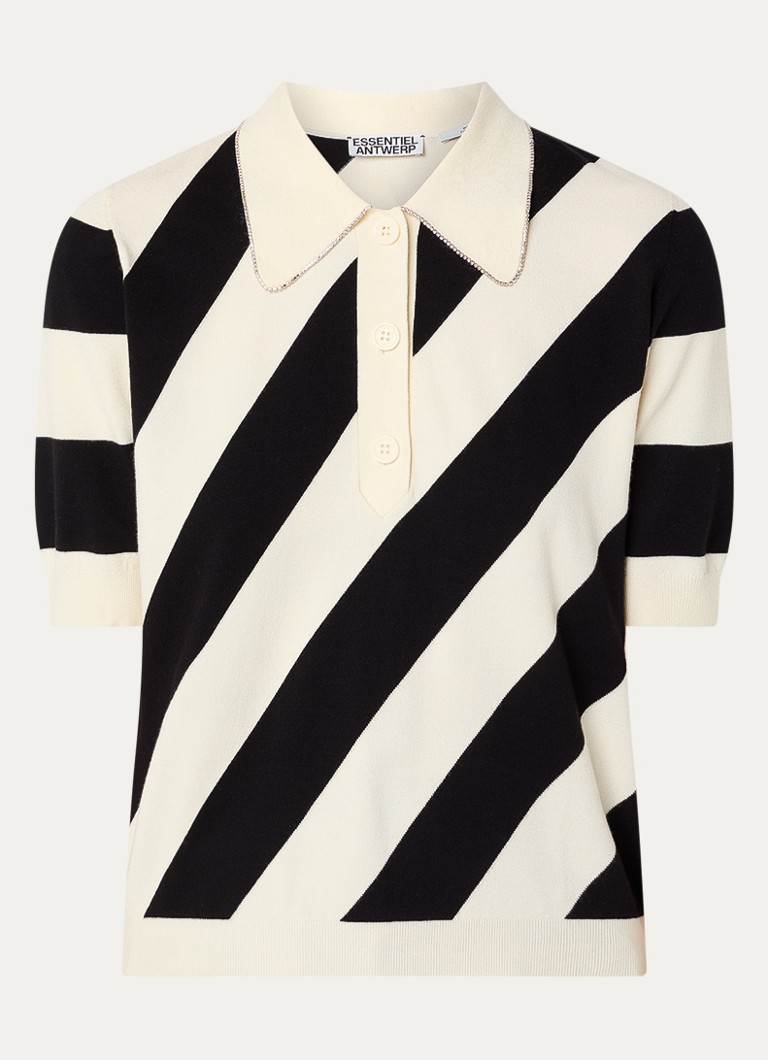 Essentiel Antwerp Dames Polo met streepprint in de kleur Creme