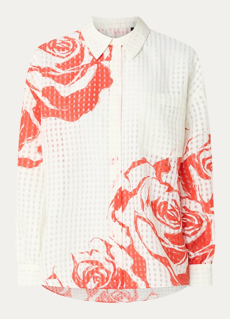 Essentiel Antwerp Dames Semi-transparante blouse met print in de kleur Rood