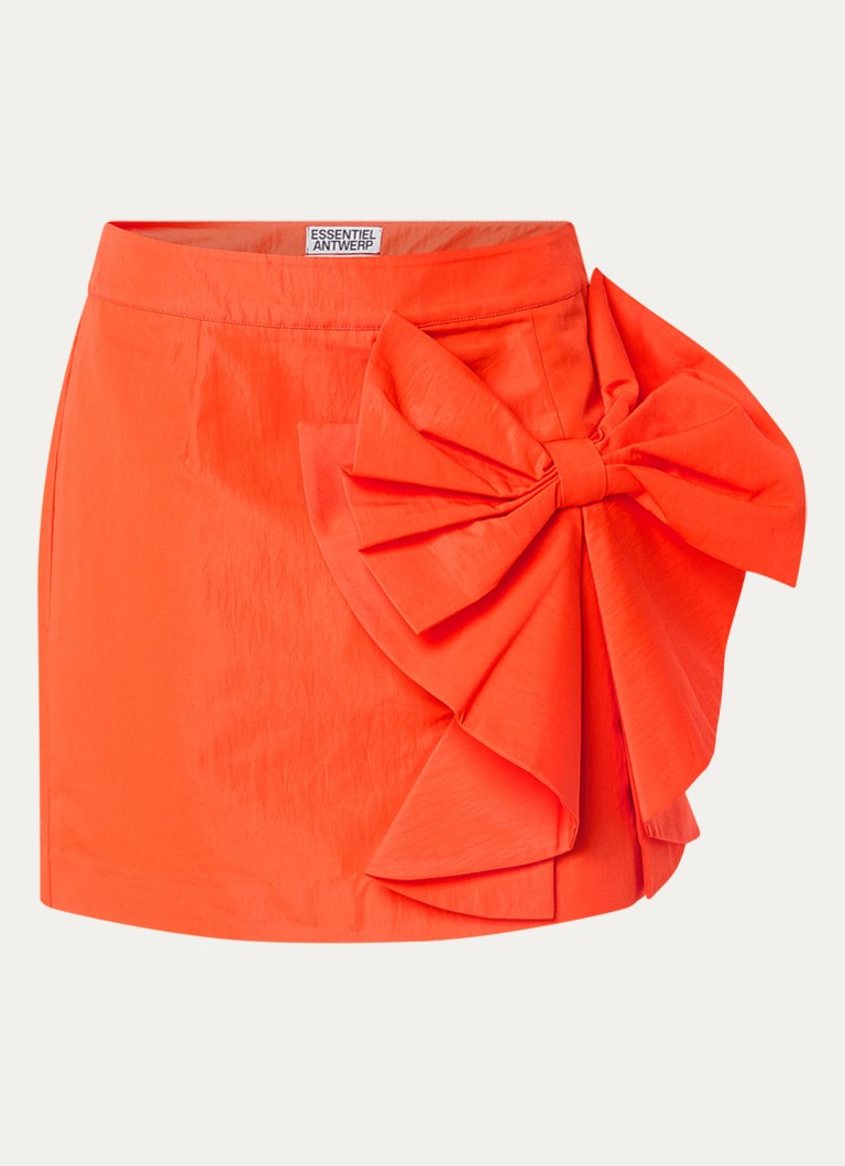 Essentiel Antwerp Dames Mini rok met strikdetail in de kleur Oranjerood
