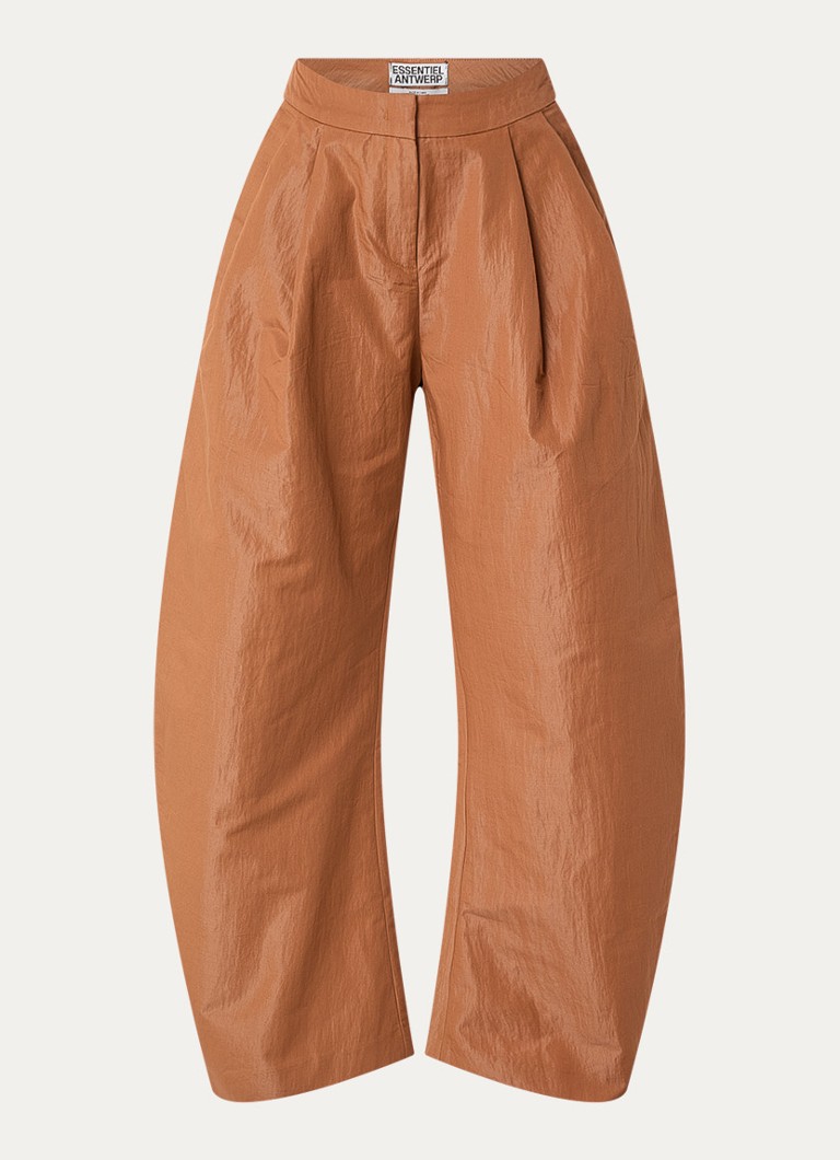 Essentiel Antwerp Dames Jude high waist balloon fit broek met steekzakken in de kleur Hazelnootbruin