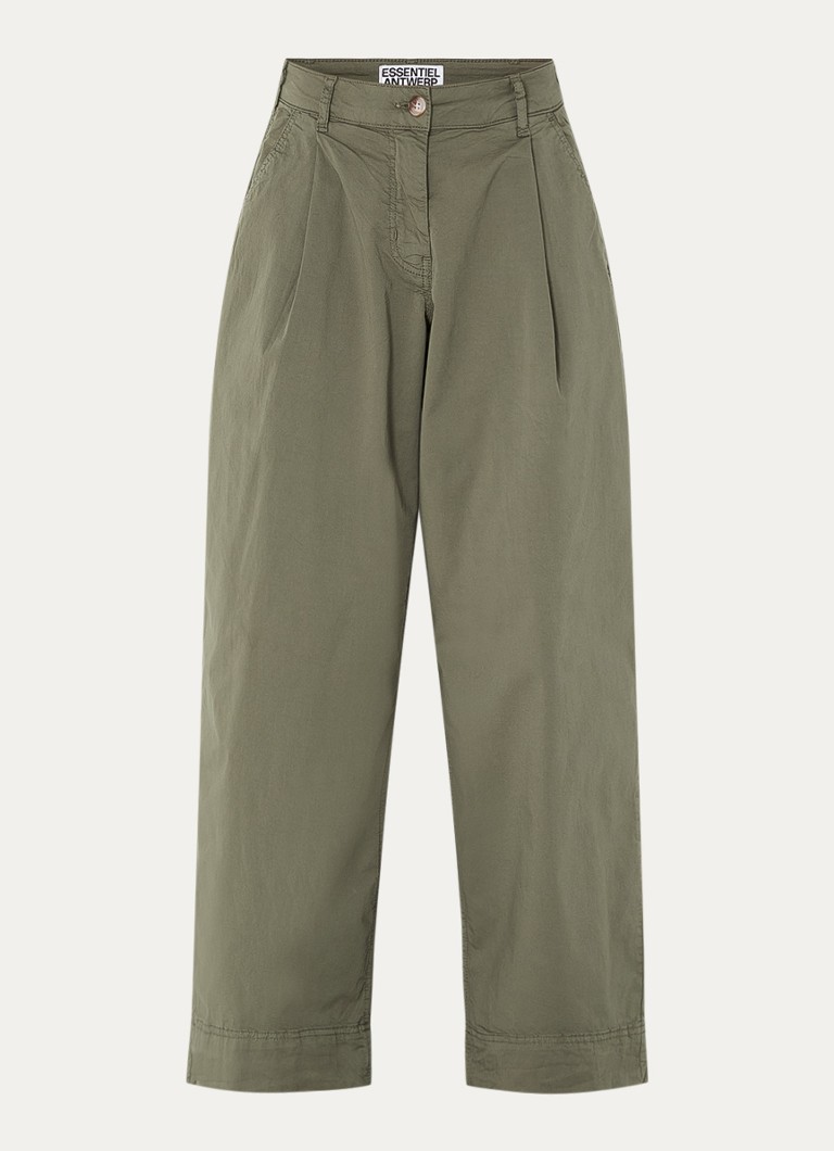 Essentiel Antwerp Dames High waist loose fit broek met steekzakken in de kleur Groen
