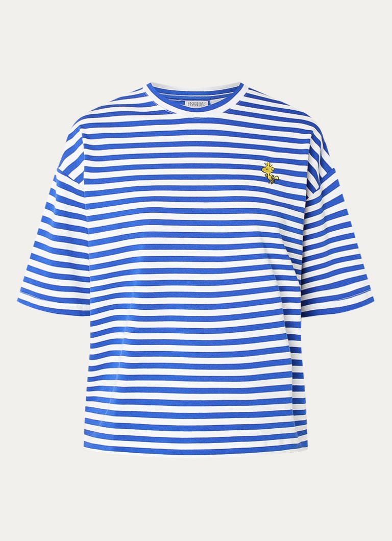 Essentiel Antwerp Dames Jarinero T-shirt met borduring en streepprint in de kleur Blauw