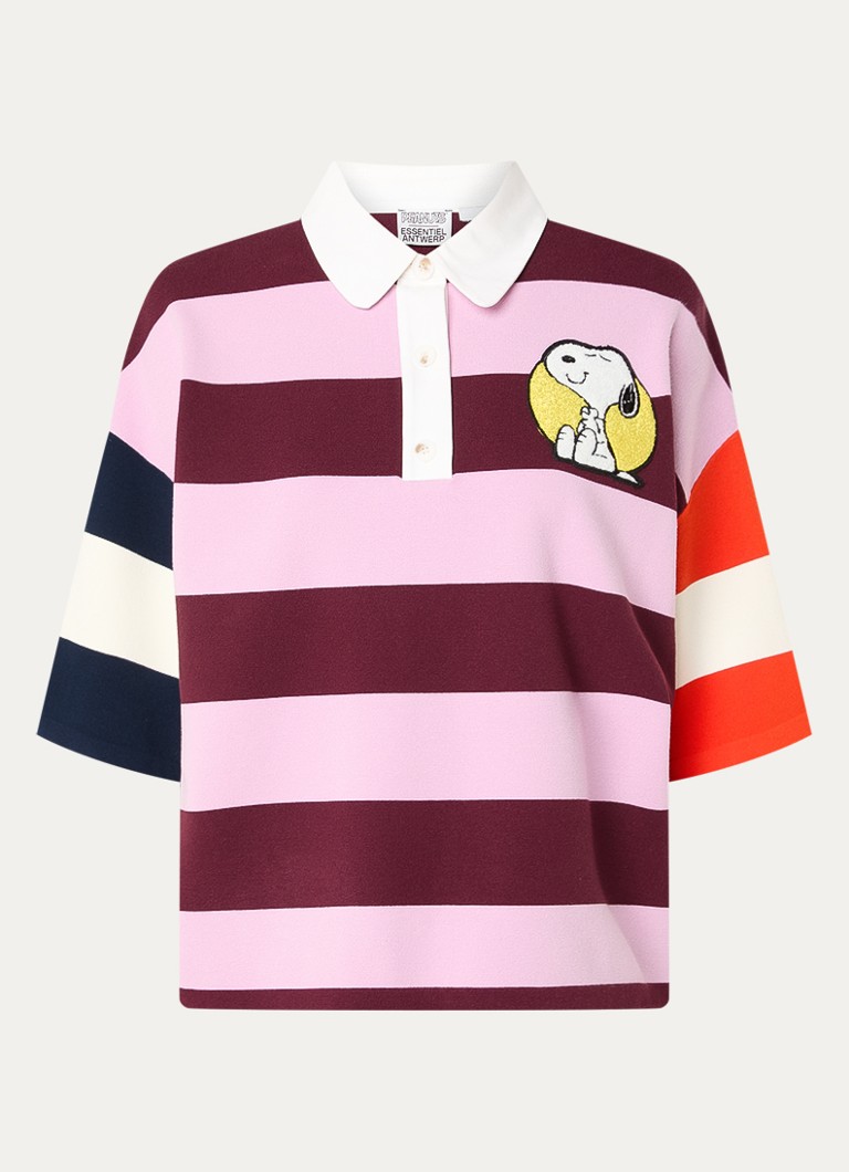 Essentiel Antwerp Dames Jice polo met front- en backprint in de kleur Roodbruin