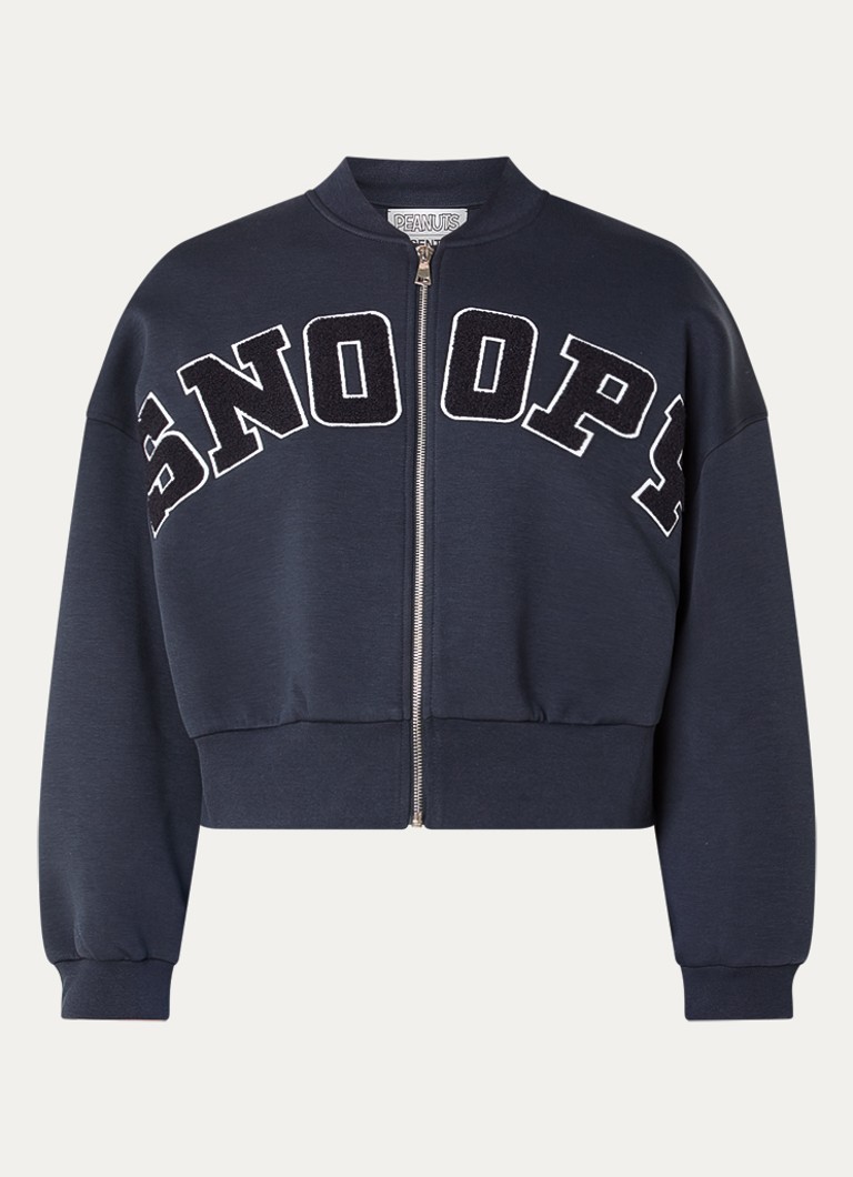 Essentiel Antwerp Dames Jilnius sweatvest met flockprint in de kleur Donkerblauw