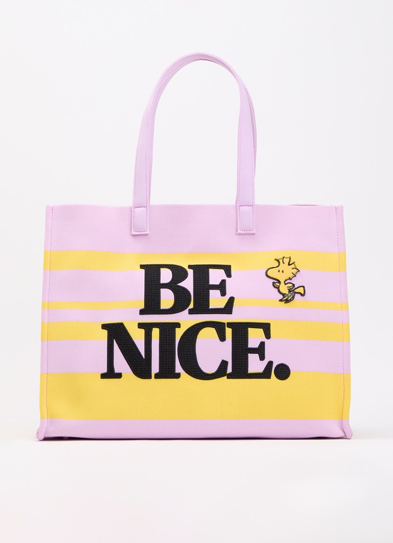 Essentiel Antwerp Dames Jobba shopper met streepprint en borduring in de kleur Lila