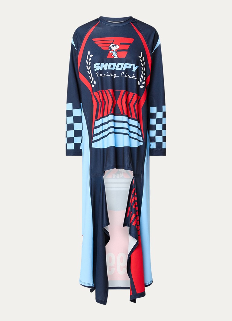 Essentiel Antwerp Dames Jurry asymmetrische T-shirt jurk met print in de kleur Donkerblauw