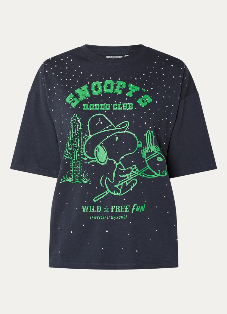 Essentiel Antwerp Dames Junki T-shirt met strass en print in de kleur Antraciet