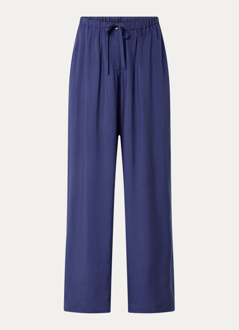 Essentiel Antwerp Dames Jargate high waist wide fit korte broek met trekkoord in de kleur Indigo