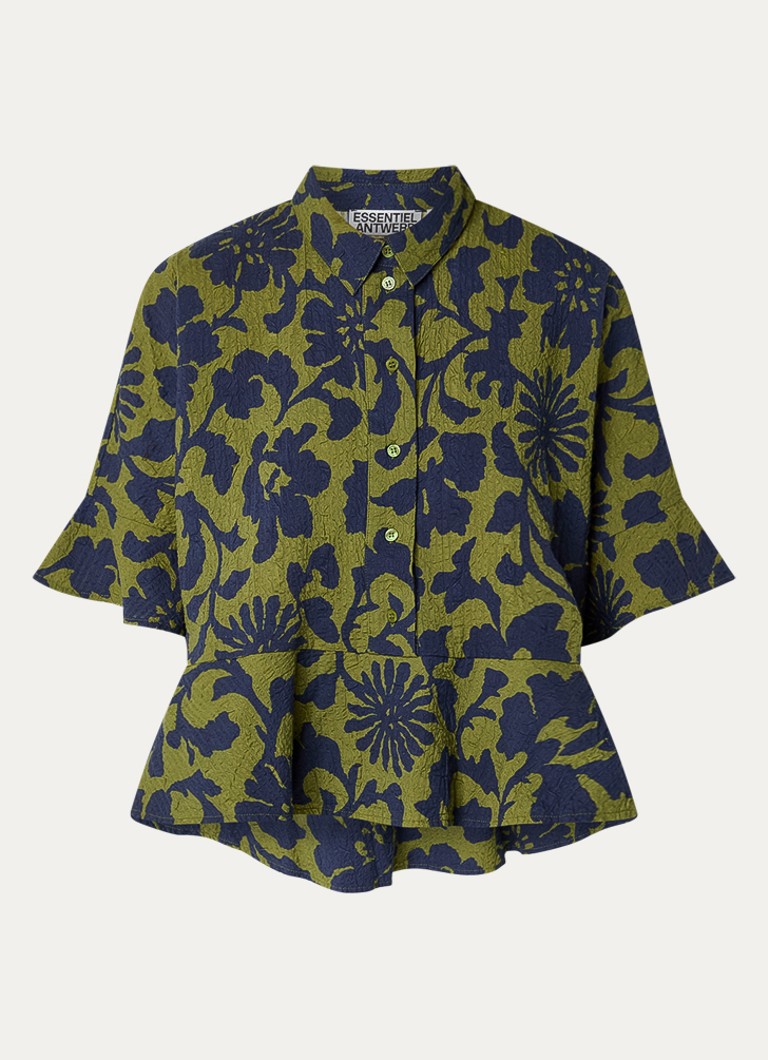 Essentiel Antwerp Dames Jaylee tuniek met structuur en print in de kleur Groen