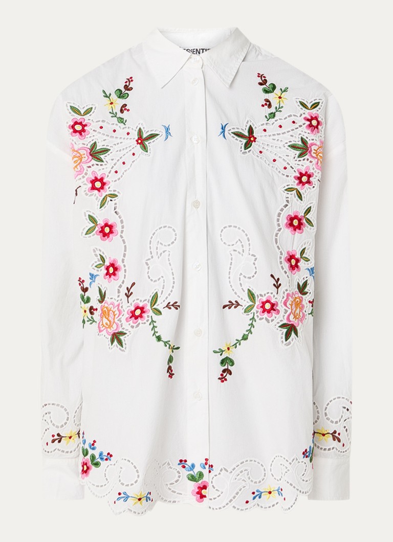 Essentiel Antwerp Dames Jayme blouse met broderie in de kleur Wit