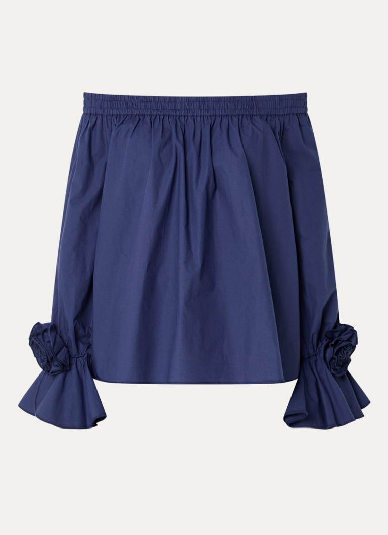 Essentiel Antwerp Dames Jofie off shoulder top met applicatie in de kleur Donkerblauw