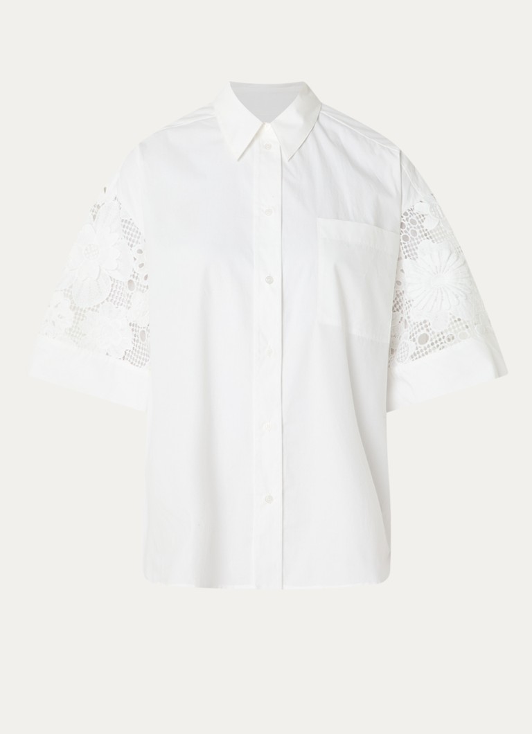 Essentiel Antwerp Dames Blouse met opengewerkt dessin in de kleur Wit