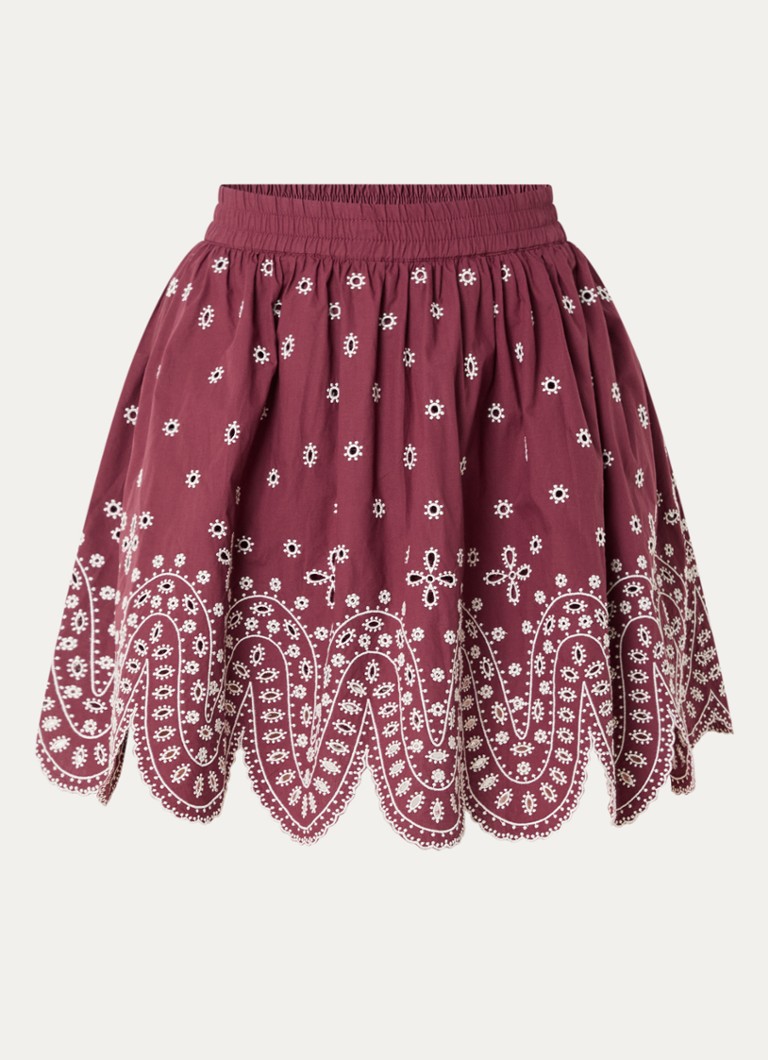 Essentiel Antwerp Dames Minirok met broderie in de kleur Bordeauxrood