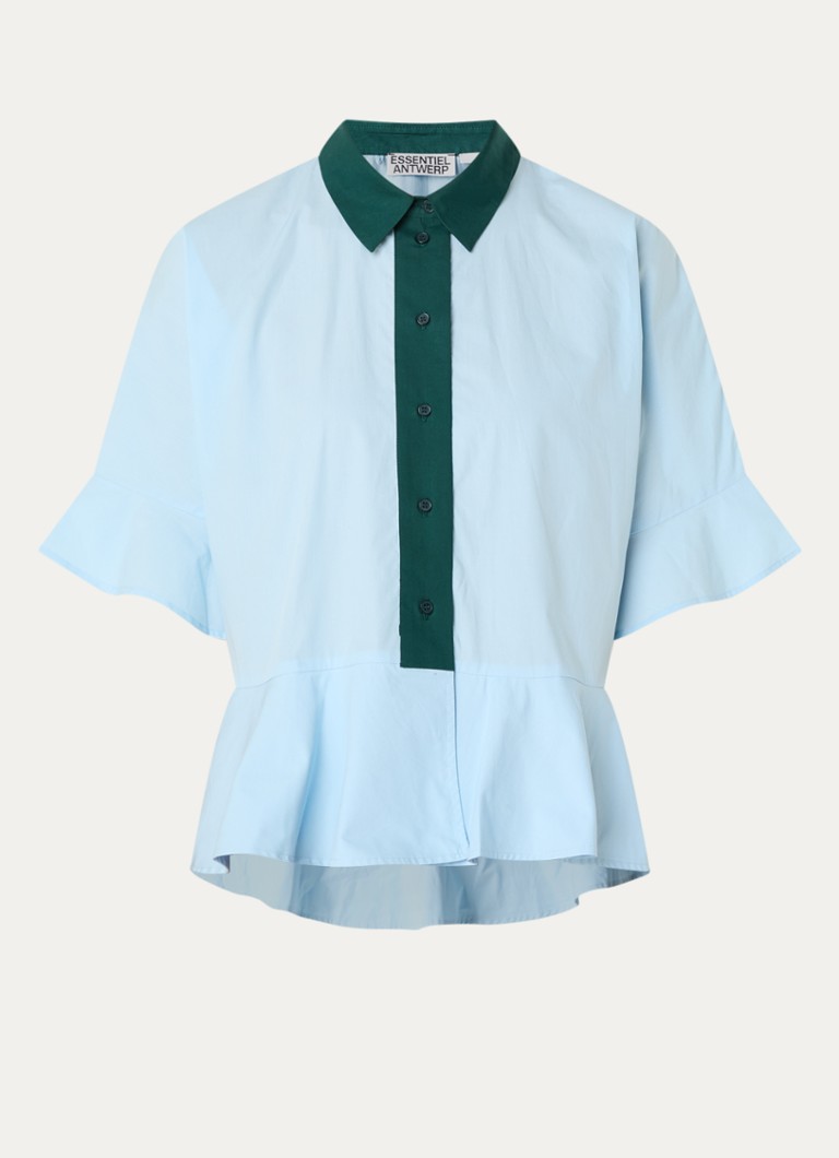 Essentiel Antwerp Dames Blouse met kraag in de kleur Lichtblauw