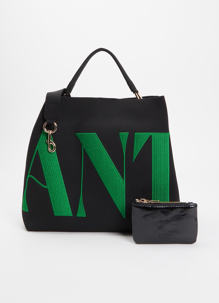 Essentiel Antwerp Dames Karoll shopper met logoborduring en afneembare schouderriem in de kleur Zwart