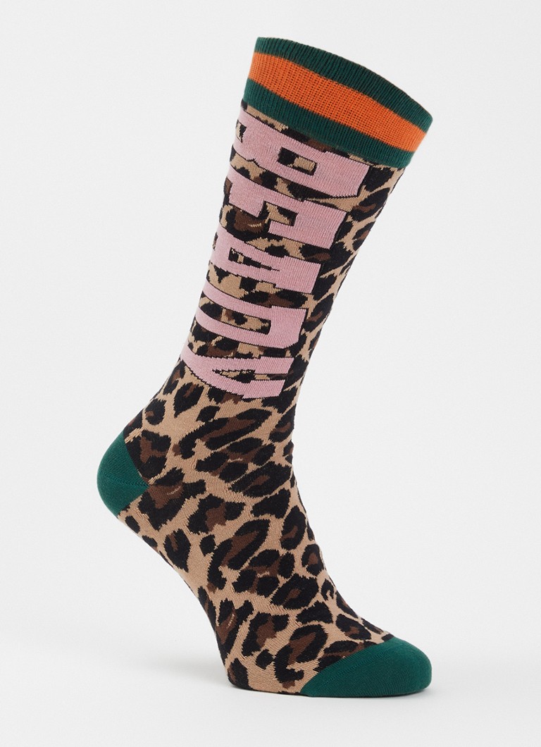 Essentiel Antwerp Dames Keast sokken met panterprint in de kleur Groen