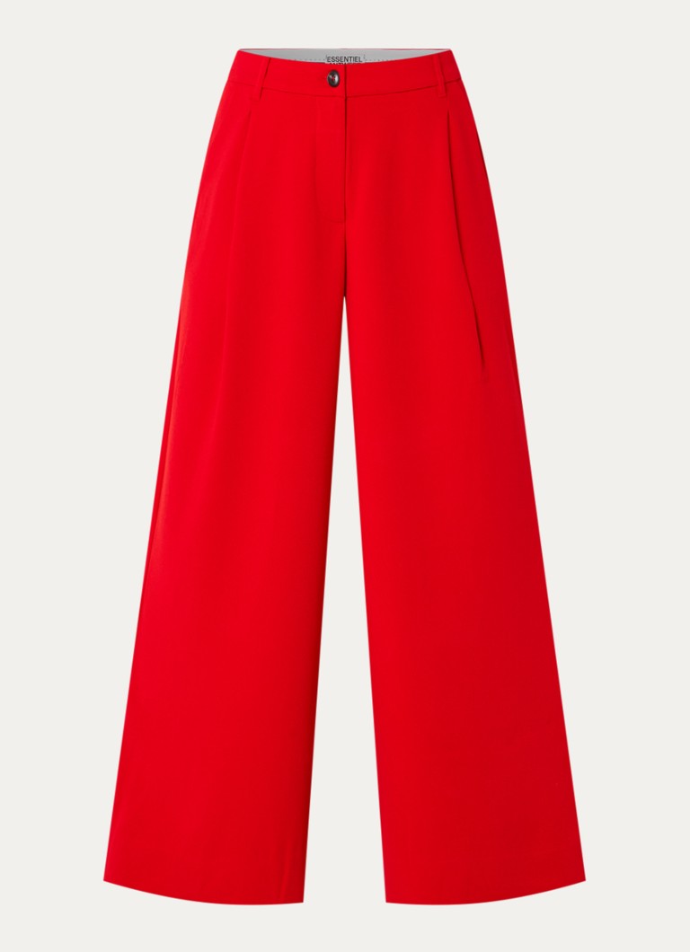 Essentiel Antwerp Dames Kelsea high waist wide fit pantalon met steekzakken in de kleur Rood