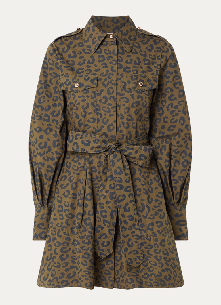 Essentiel Antwerp Dames Keto mini blousejurk met camouflage print in de kleur Mosgroen