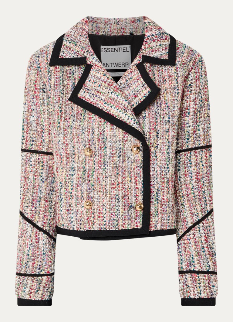 Essentiel Antwerp Dames Kira1 cropped blazer van tweed met lurex in de kleur Roze