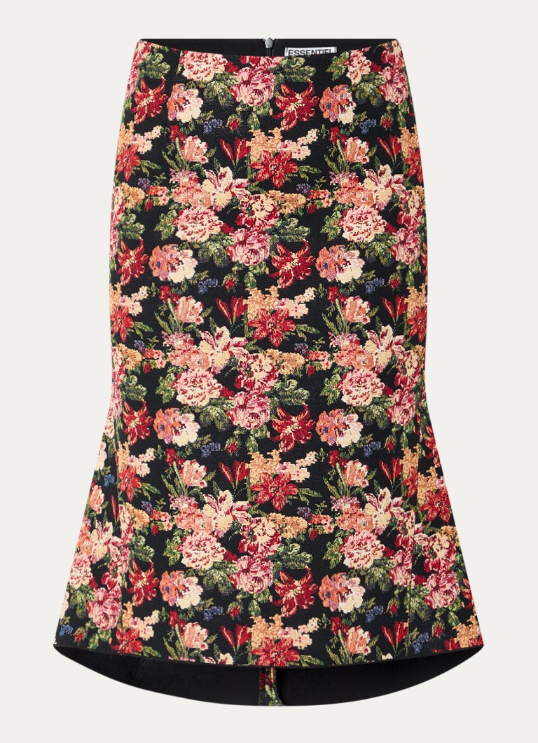 Essentiel Antwerp Dames Kochet midi rok met bloemenprint in de kleur Rood