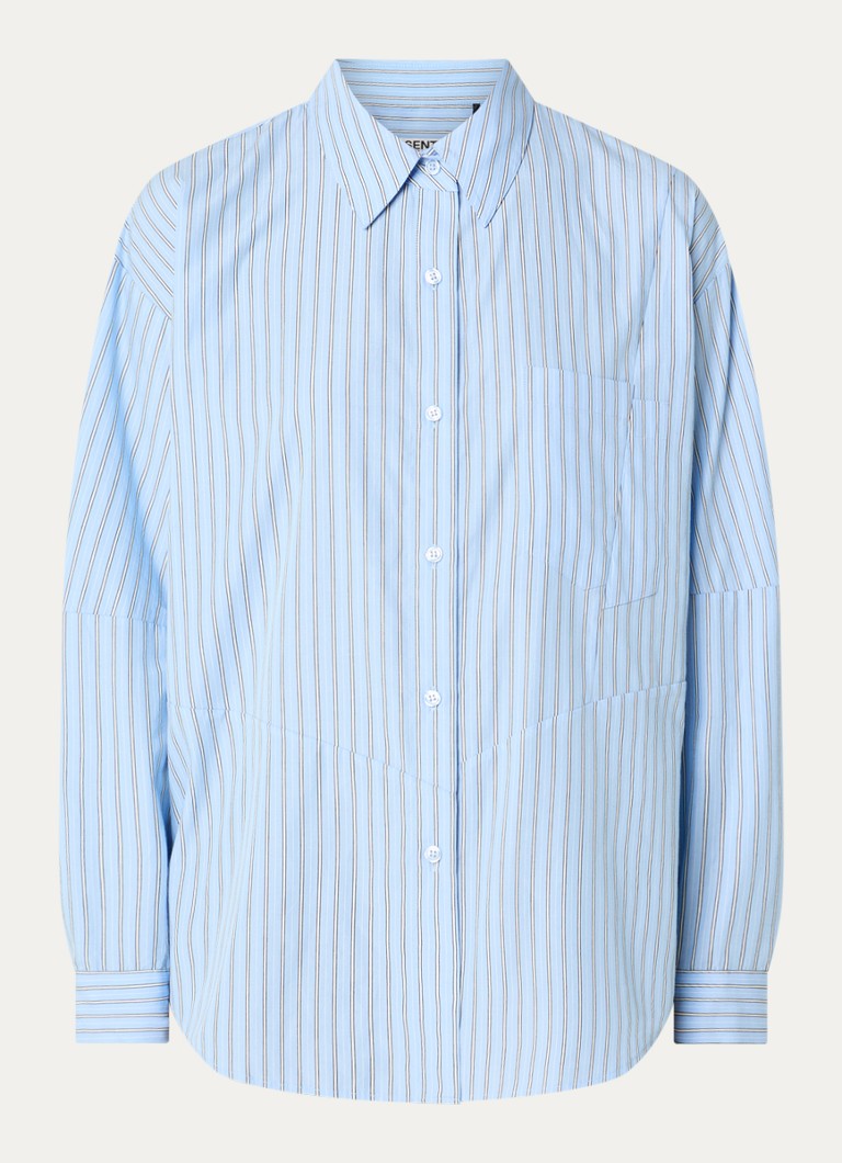 Essentiel Antwerp Dames Kreative oversized blouse met streepprint in de kleur Lichtblauw