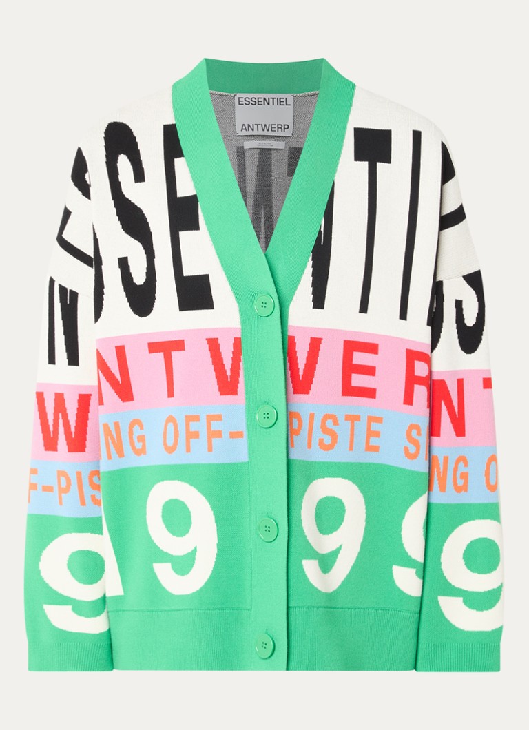 Essentiel Antwerp Dames Kreezer fijngebreid vest met ingebreid patroon in de kleur Felgroen