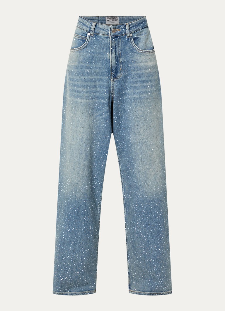 Essentiel Antwerp Dames Kactus low waist loose fit jeans met strass en steekzakken in de kleur Jeans