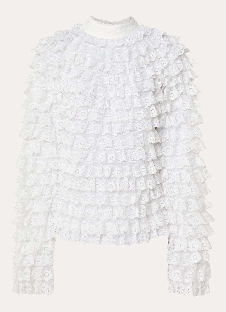 Essentiel Antwerp Dames Kashvi semi-transparante top van mesh in de kleur Wit