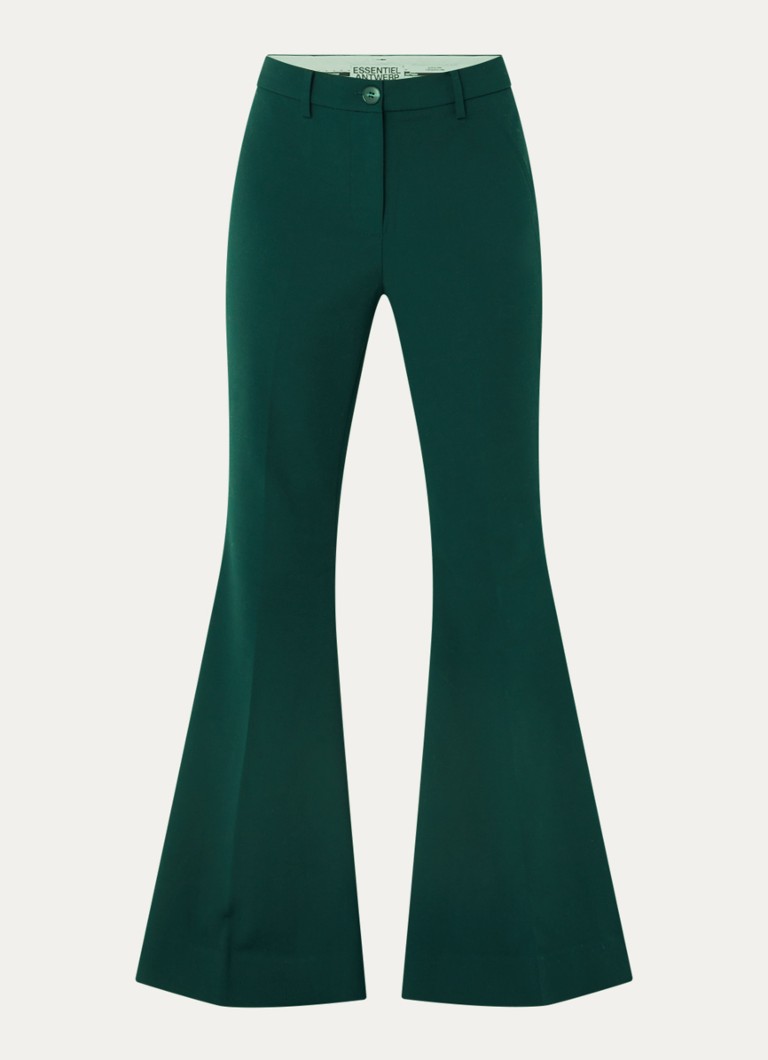 Essentiel Antwerp Dames Konsiderate high waist flared fit broek in de kleur Donkergroen