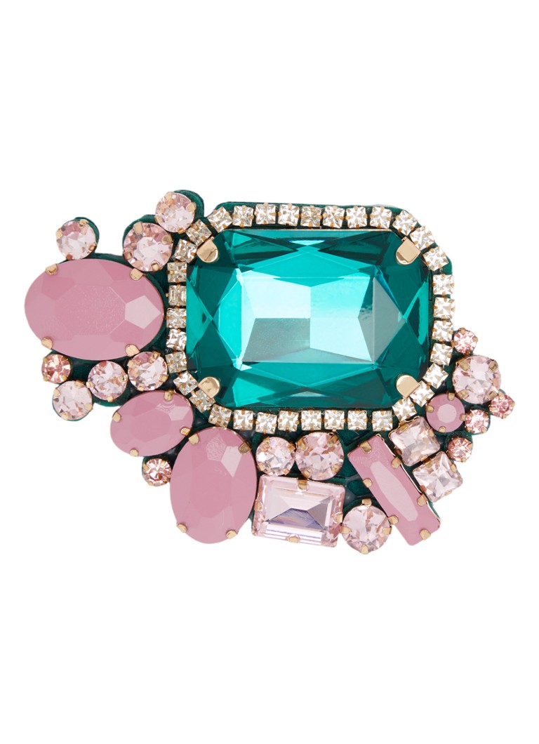 Essentiel Antwerp Dames Kube broche met kristal in de kleur Groen