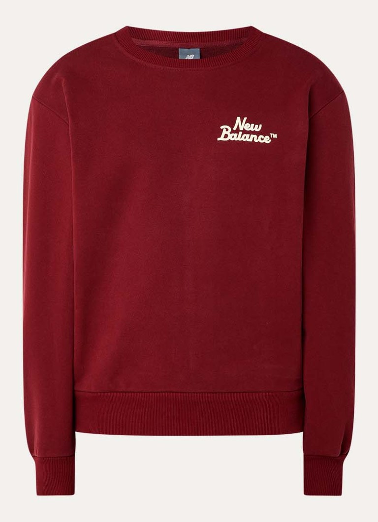 New Balance Heren Sweater met logo in de kleur Bordeauxrood, maat: S