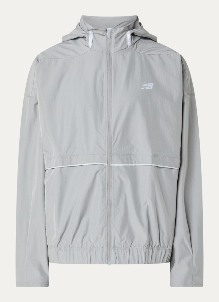New Balance Heren Elusive jack met logo in de kleur Lichtgrijs, maat: M