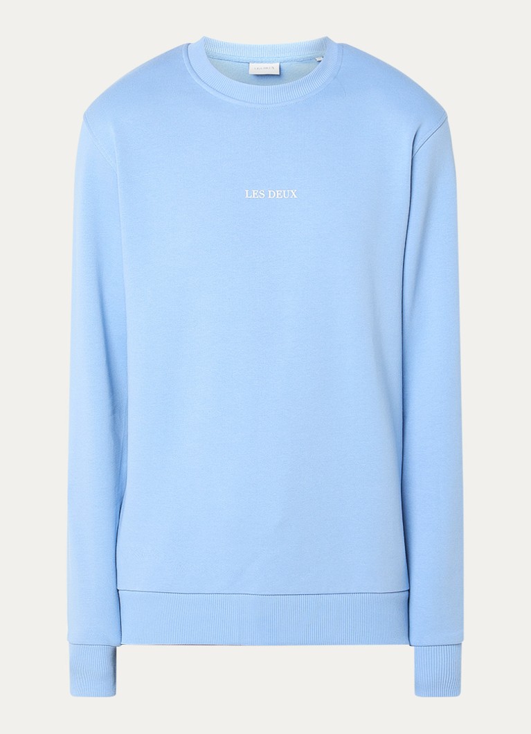Les Deux Heren Andrew sweater met logoprint in de kleur Blauw, maat: M