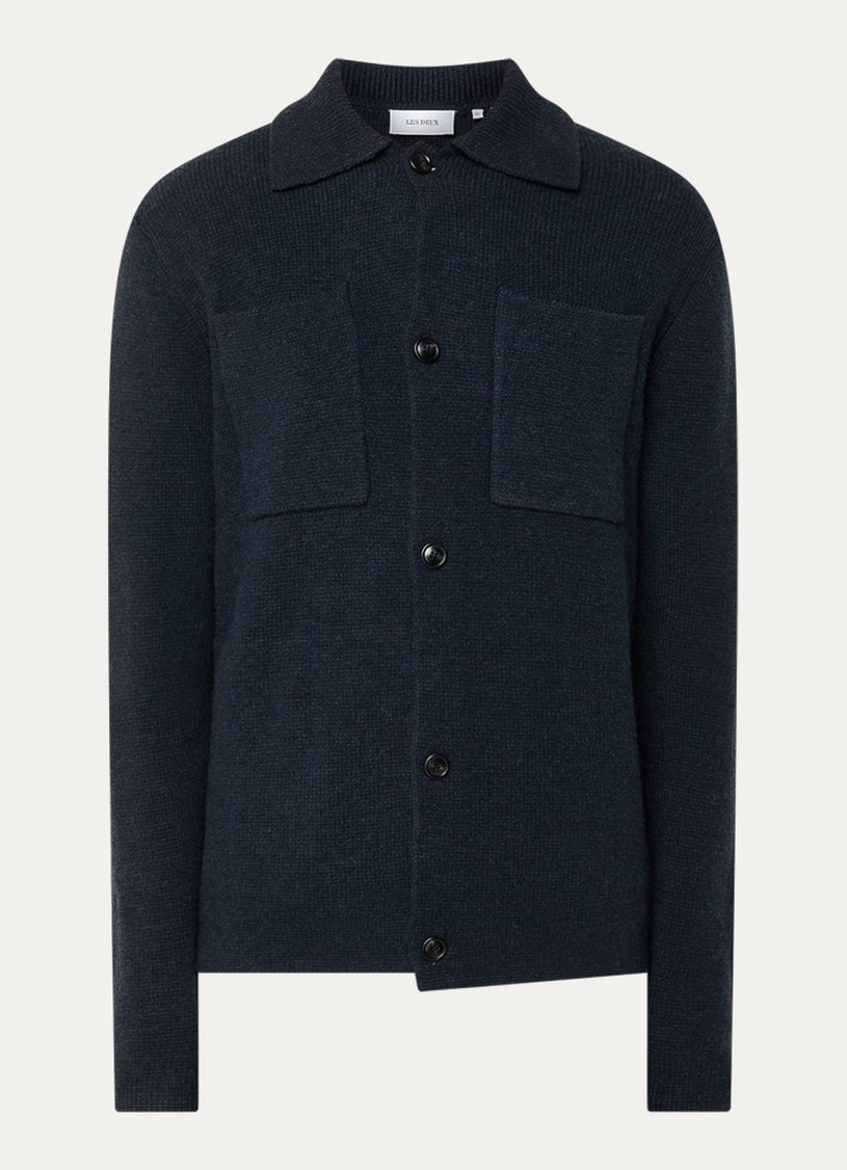 Les Deux Heren Fischer grofgebreid vest van merino wol in de kleur Donkerblauw, maat: L