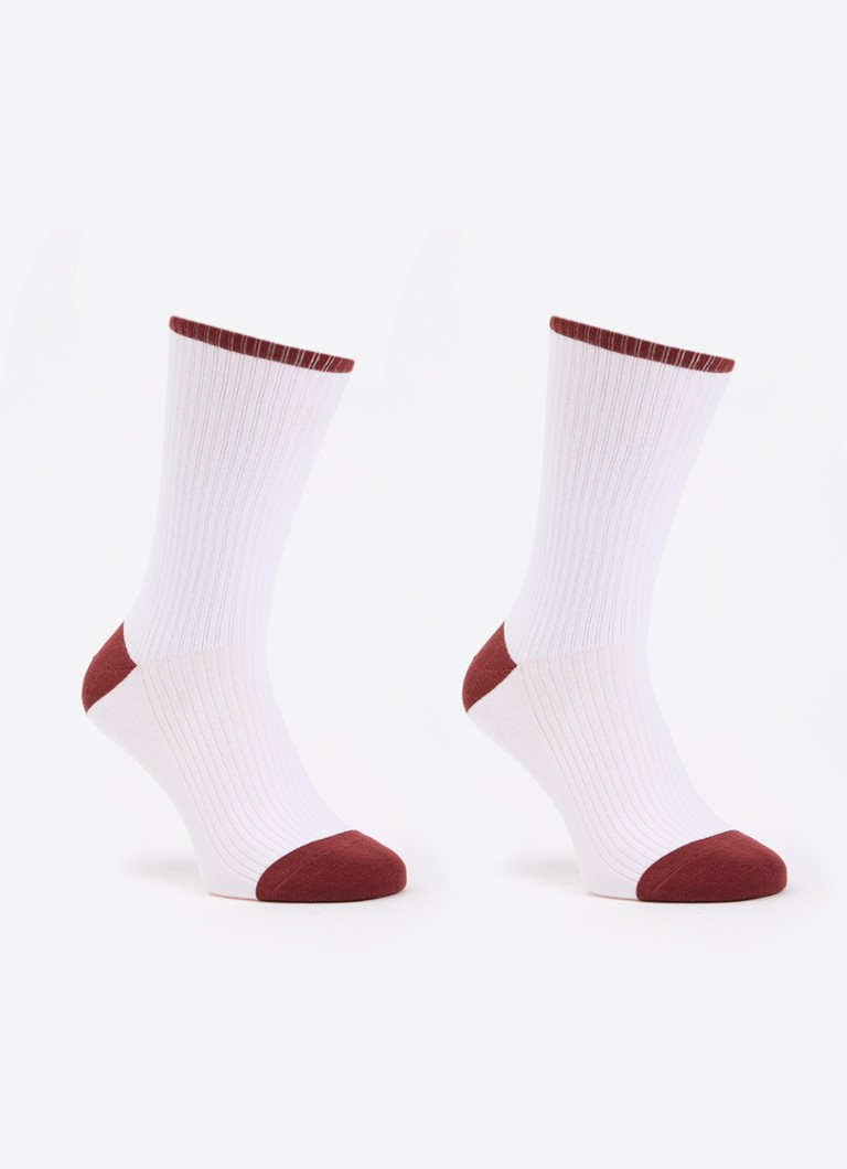 Les Deux Heren Sokken met logoborduring in 2-pack in de kleur Rood, maat: 43/46
