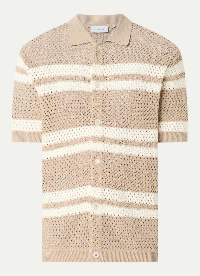 Les Deux Heren Gianni regular fit overhemd met opengewerkt dessin in de kleur Beige, maat: L
