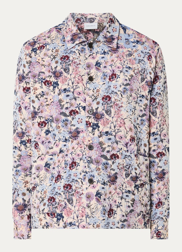 Les Deux Heren High regular fit overhemd met jacquard dessin in de kleur Gebroken wit, maat: XL